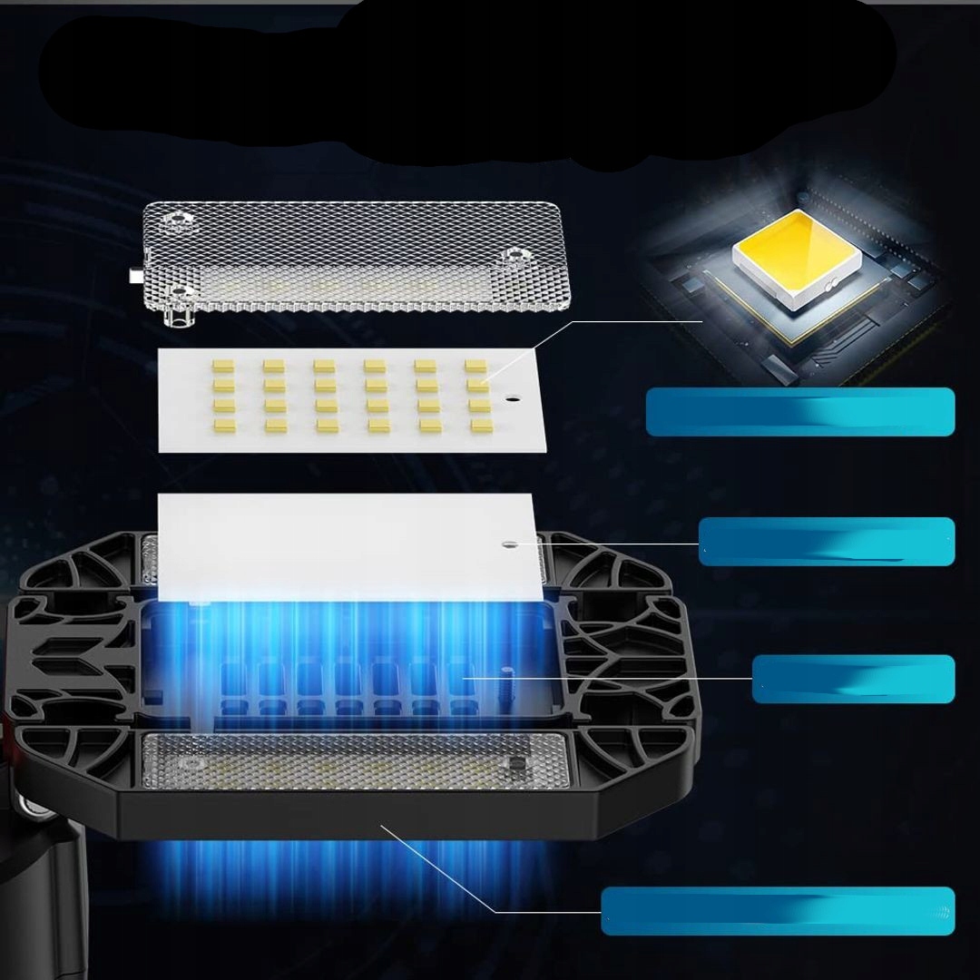LAMPA GARAŻOWA Led 200W warsztatowa sufitowa, 12 regulowanych paneli - obrazek 9