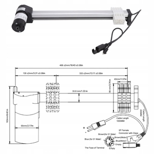 Siłownik silnika rozkładanej sofy o skoku 333 mm Ochrona IPX4 DC29V - obrazek 6