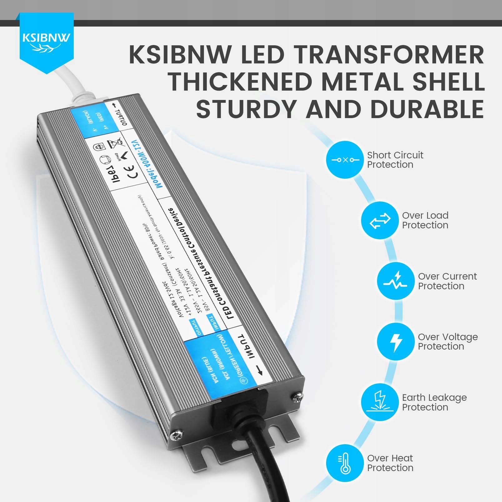Zasilacz LED 12V 25A 300W transformator LED, wodoodporny - obrazek 4