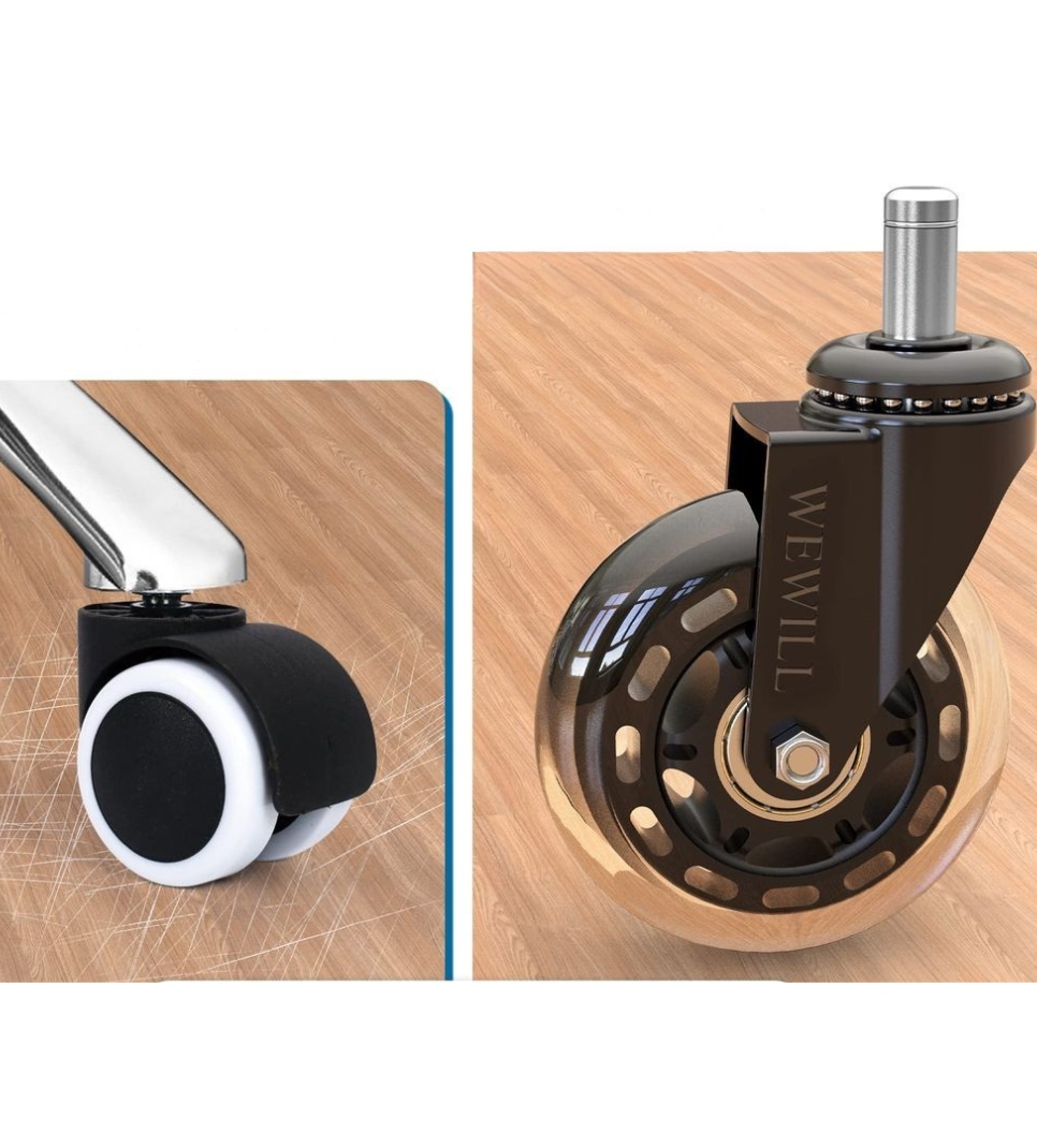 Kółka do krzeseł biurowych WEWILL gumowe 11 x22 mm ciche nie rysują podłogi - obrazek 4