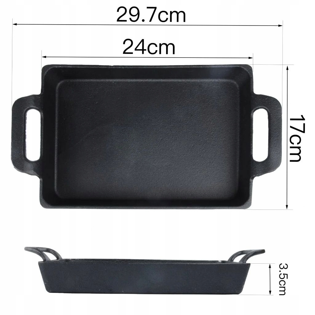 Patelnia brytfanna grillowa Bestargot 24 cm żeliwna - obrazek 6