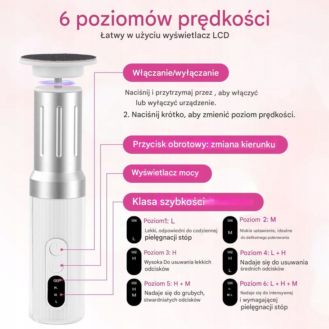 ELEKTRYCZNY PILNIK BEZPRZEWODOWA FREZARKA DO STÓP PIĘT PAZNOKCI +KRĄŻKI x60 - obrazek 8