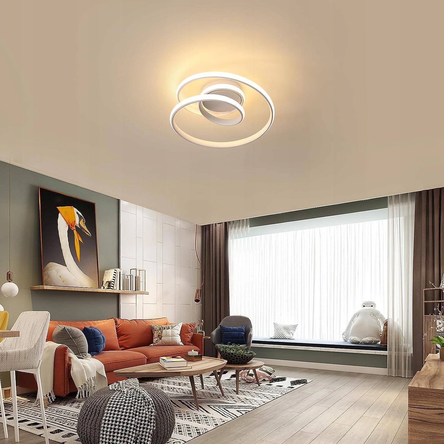 Lampa sufitowa LED 36W Biały 3000K nowoczesna spiralna do salonu, plafon - obrazek 3