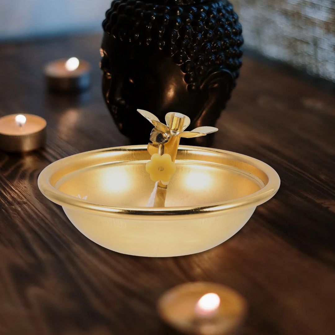 LAMPA NAFTOWA BUDDYJASKA LAMPA OLEJOWA TYBEYAŃSKA świecznik - Złoty - obrazek 6