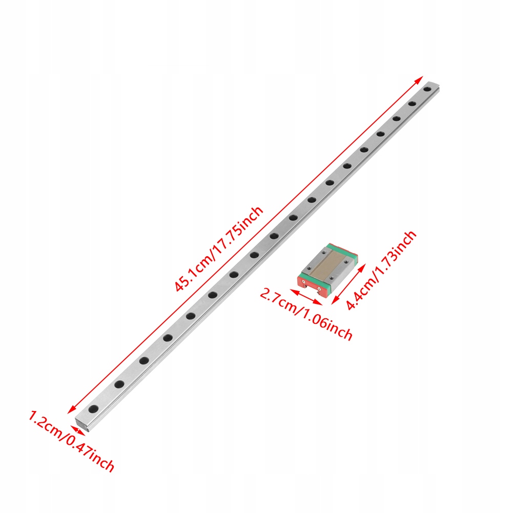 MGN9H 450mm Mini prowadnica liniowa ze stali łożyskowej z blokiem ślizgowym - obrazek 2