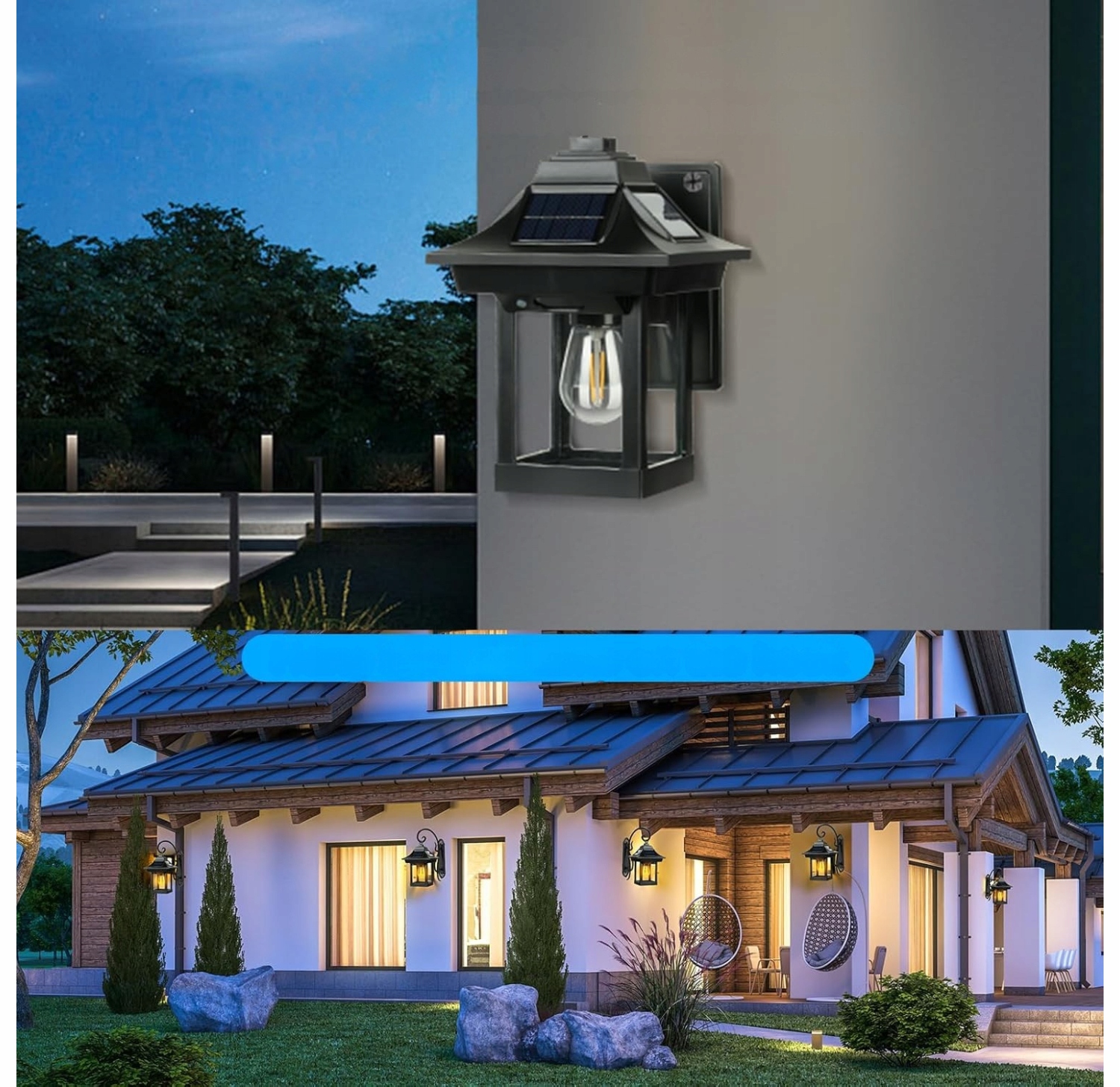 LAMPA SOLARNA ŚCIENNA LED ZEWNĘTRZNA Z CZUJNIKIEM RUCHU– IP65 ZESTAW 2 SZT. - obrazek 7