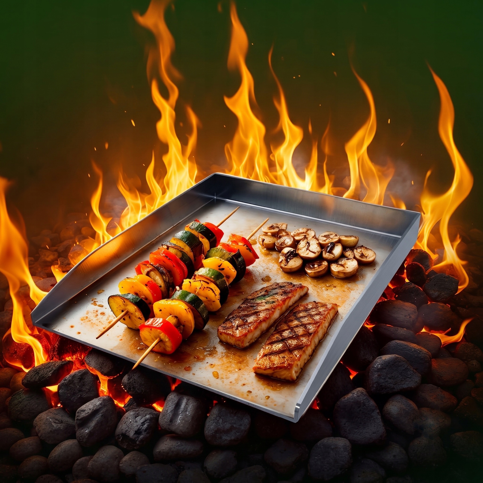 Płyta grillowa stal nierdzewna 30x40 cm zestaw 2 Łopatki Butelka na Olej - obrazek 8