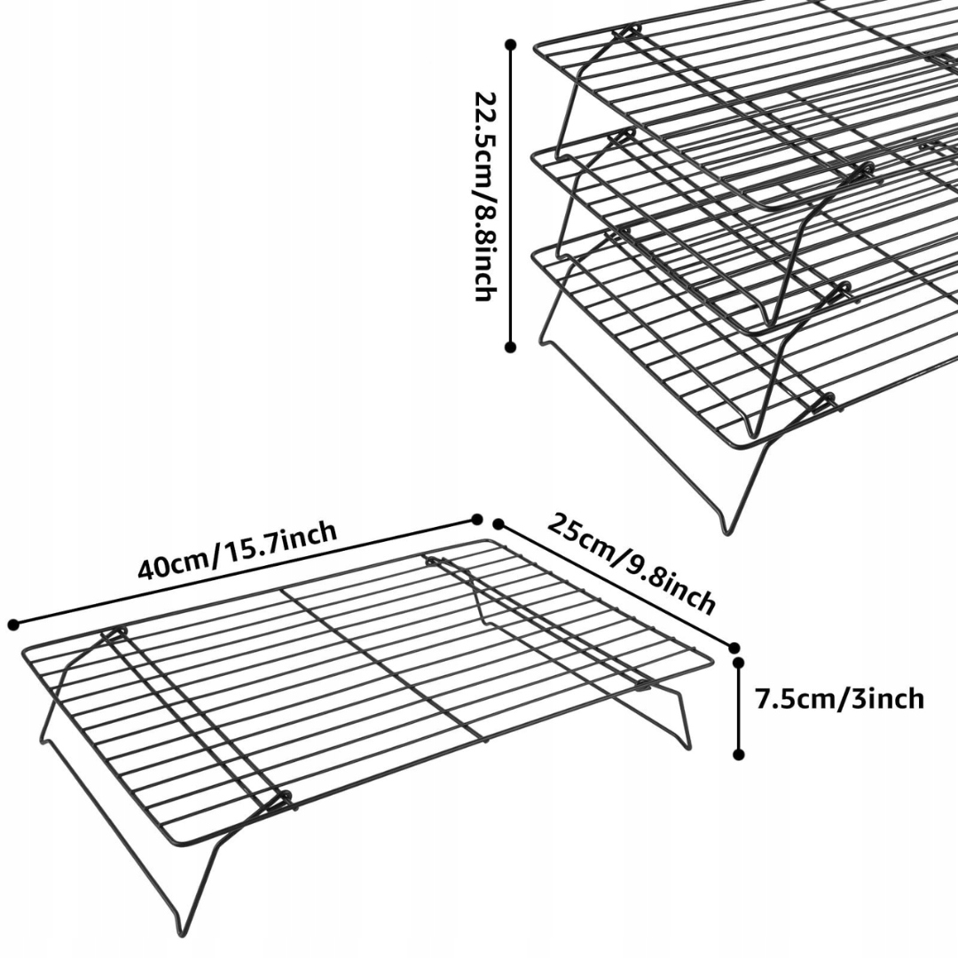 KRATKA CHŁODZĄCA 3-POZIOMY 40x25cm stojak do stygnięcia wypieków lukrowania - obrazek 6