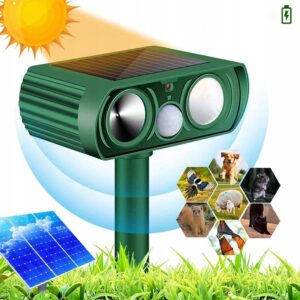 Ultradźwiękowy Odstraszacz Psów Zwierząt Kotów Ptaków Dzików Solarny LED