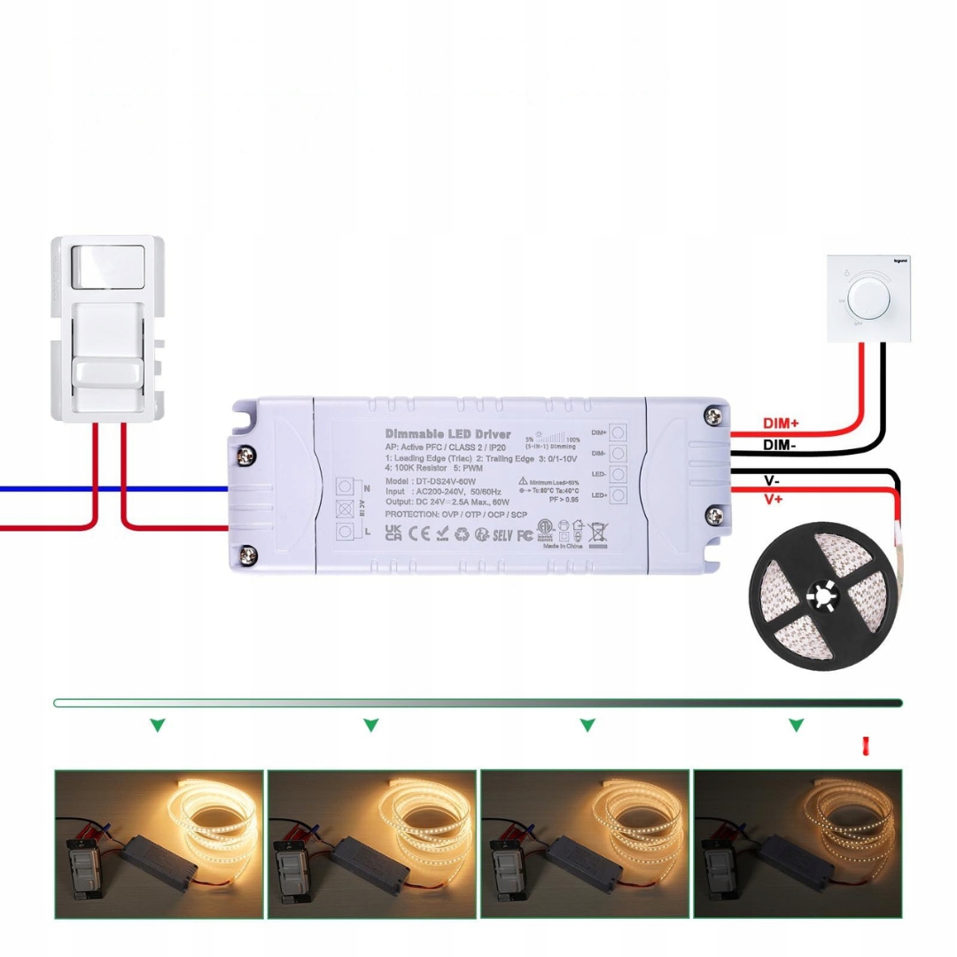 Zasilacz do LED REYLAX 24V 60W 2.5A transformator ściemnialny - obrazek 4