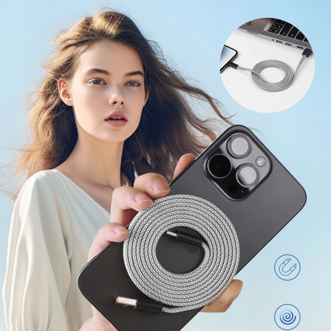 Magtame Magnetyczny kabel USB C do Lightning -1 m kabel iPhone USB C płaski - obrazek 2