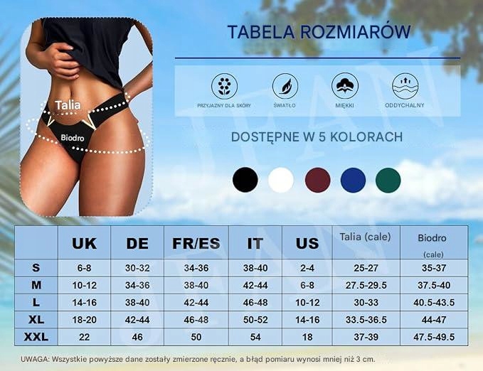 Damskie figi kąpielowe ze zdobieniem w kształcie litery V, kąpielówki XL - obrazek 4