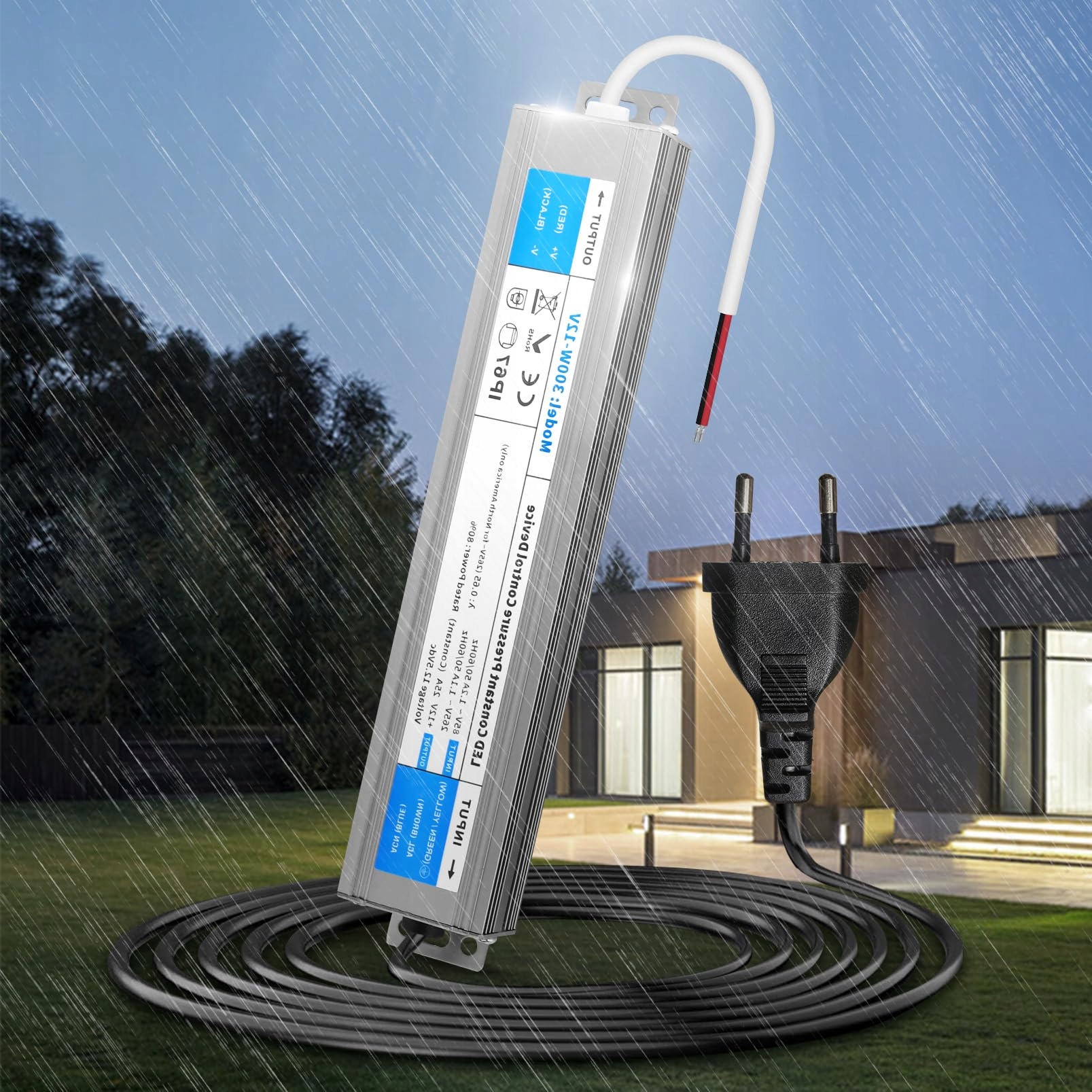 Zasilacz LED 12V 25A 300W transformator LED, wodoodporny - obrazek 2
