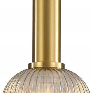Lampa wisząca w stylu vintage ze szkła żebrowanego retro
