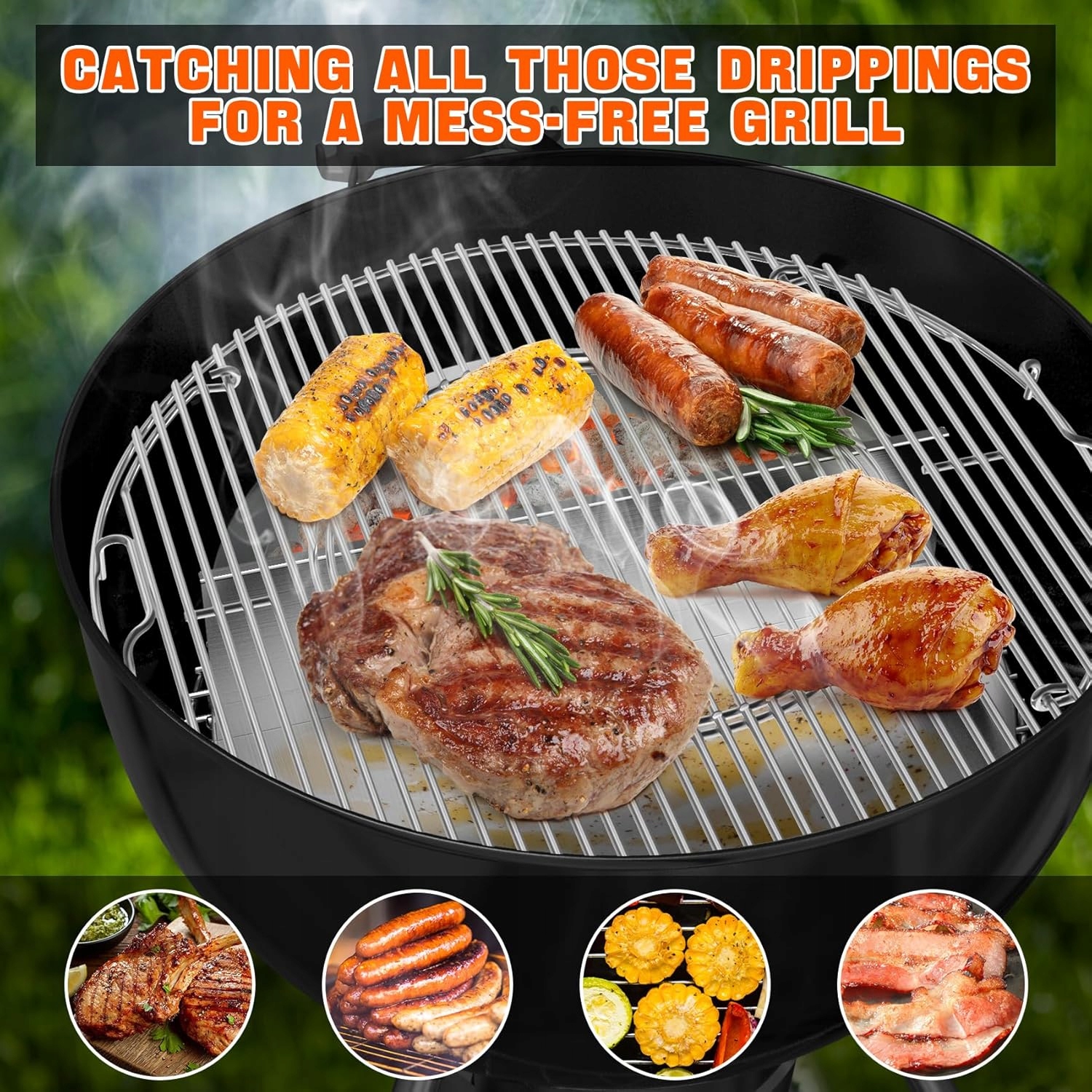 Półokrągła taca ociekowa, płyta grillowa Onlyfire 57cm - Stal nierdzewna - obrazek 8