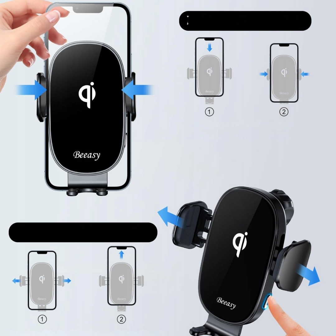 Uchwyt samochodowy na telefon komórkowy z funkcją ładowania Qi 15W - obrazek 3