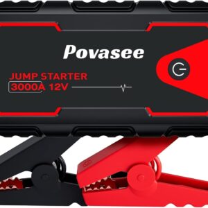 POVASEE Powerbank Rozruchowy 3000A USB do Aut 12V do 10L Benzyna 8L Diesel