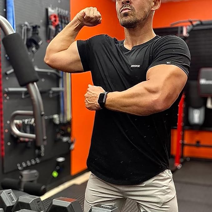 Męska Koszulka Treningowa do Ćwiczeń Sportowa Kompresyjna Bawełna Czarna S - obrazek 5