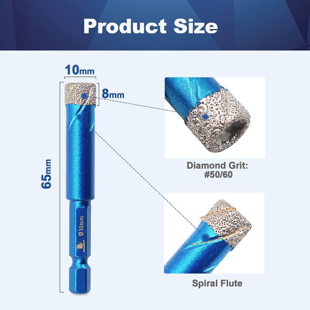 Brschnitt zestaw 2 wierteł diamentowych 10 mm do ceramiki, szkła, płytek - obrazek 2