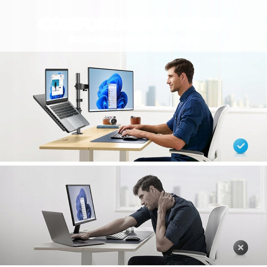 HUANUO RAMIĘ UCHWYT MONITORA Z PODSTAWKĄ TACĄ NA LAPTOPA 15,6 REGULOWANE - obrazek 8