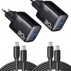 Ładowarka INIU 30W 2-Pack, USB C/A 2w1, z kablem, do iPhone iPad MacBook