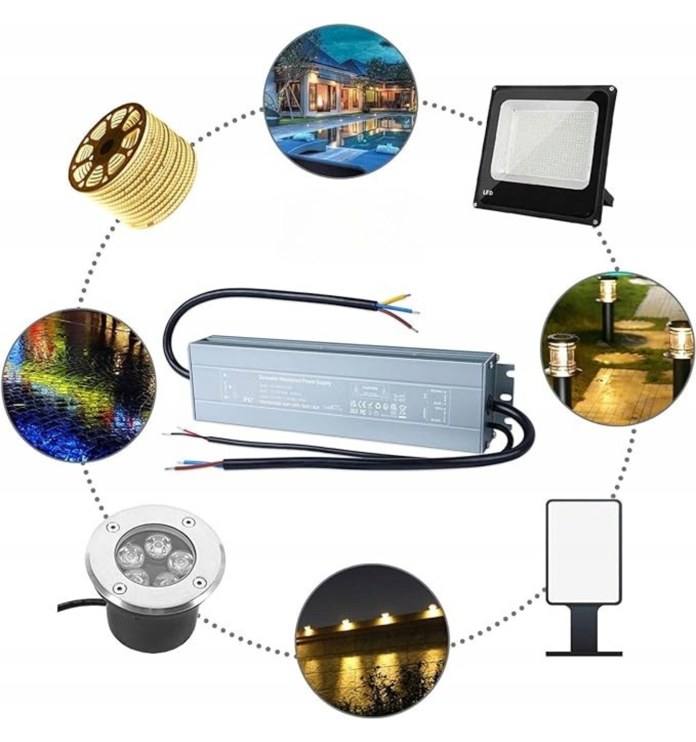 REYLAX LED Trafo wodoodporny, sterownik LED, zasilacz 24V 60W IP67 - obrazek 3
