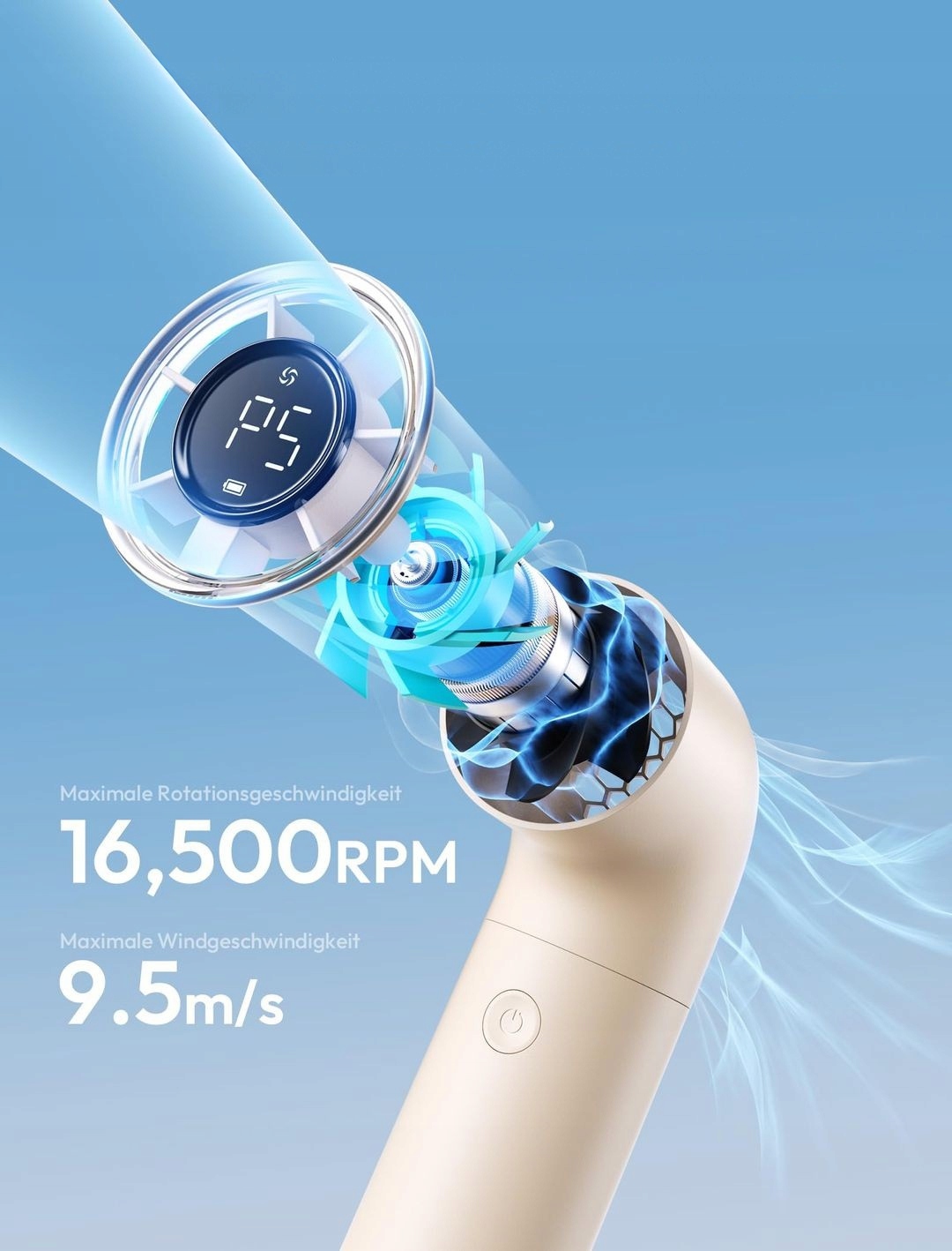 Wentylator wiatraczek ręczny Aecooly mini przenośny mocny 3500mAh beżowy - obrazek 3