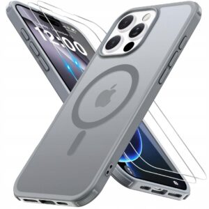 Etui do iPhone'a 16 Pro Max PLECKI MagSafe SZARY MAT + 2X SZKŁO