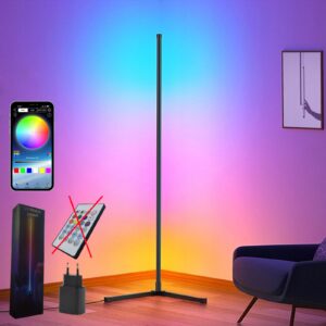 Lampa podłogowa LED RGB do salonu153 cm ściemnialna, synchronizacja, app