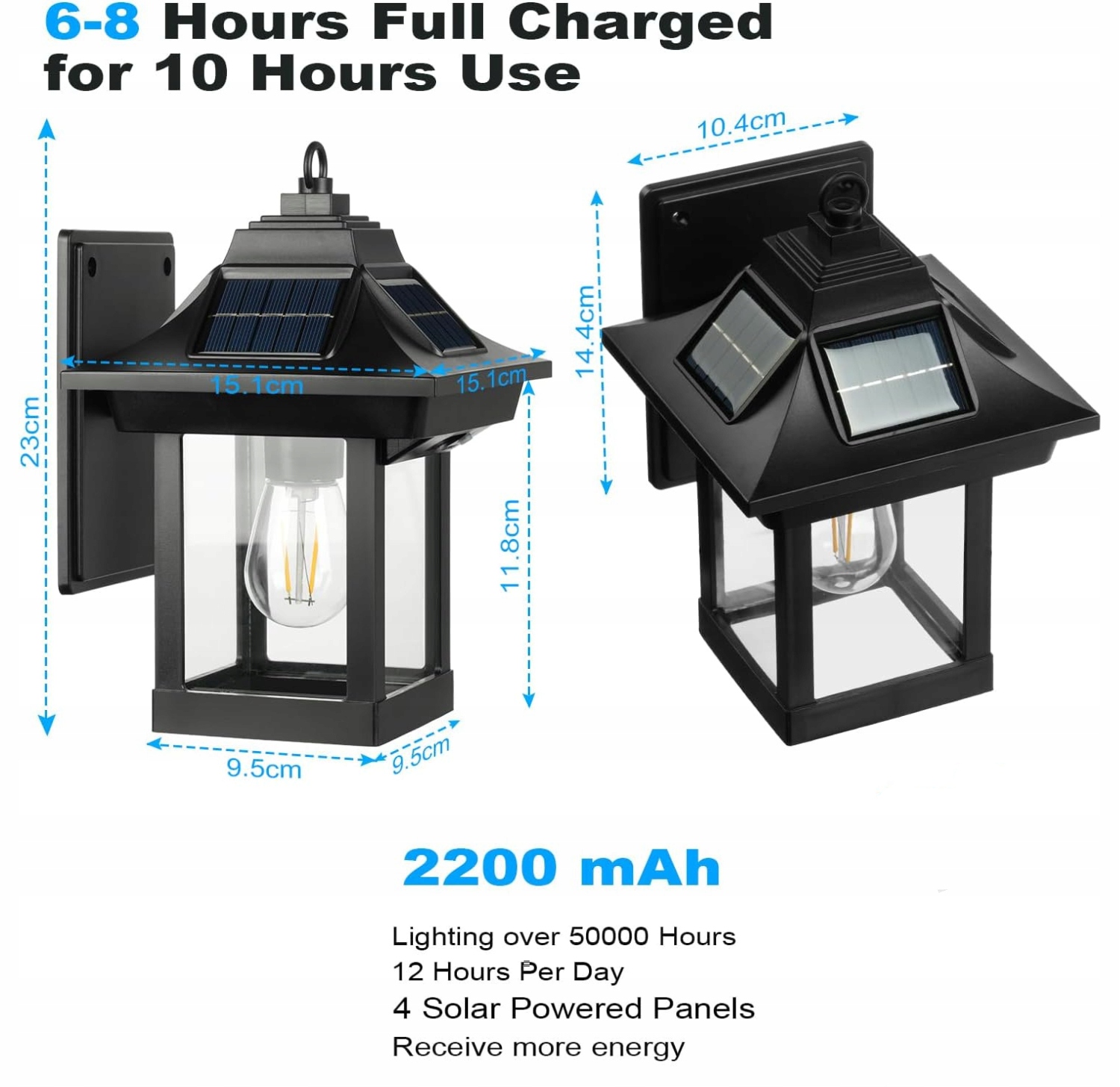 LAMPA SOLARNA ŚCIENNA LED ZEWNĘTRZNA Z CZUJNIKIEM RUCHU– IP65 ZESTAW 2 SZT. - obrazek 3