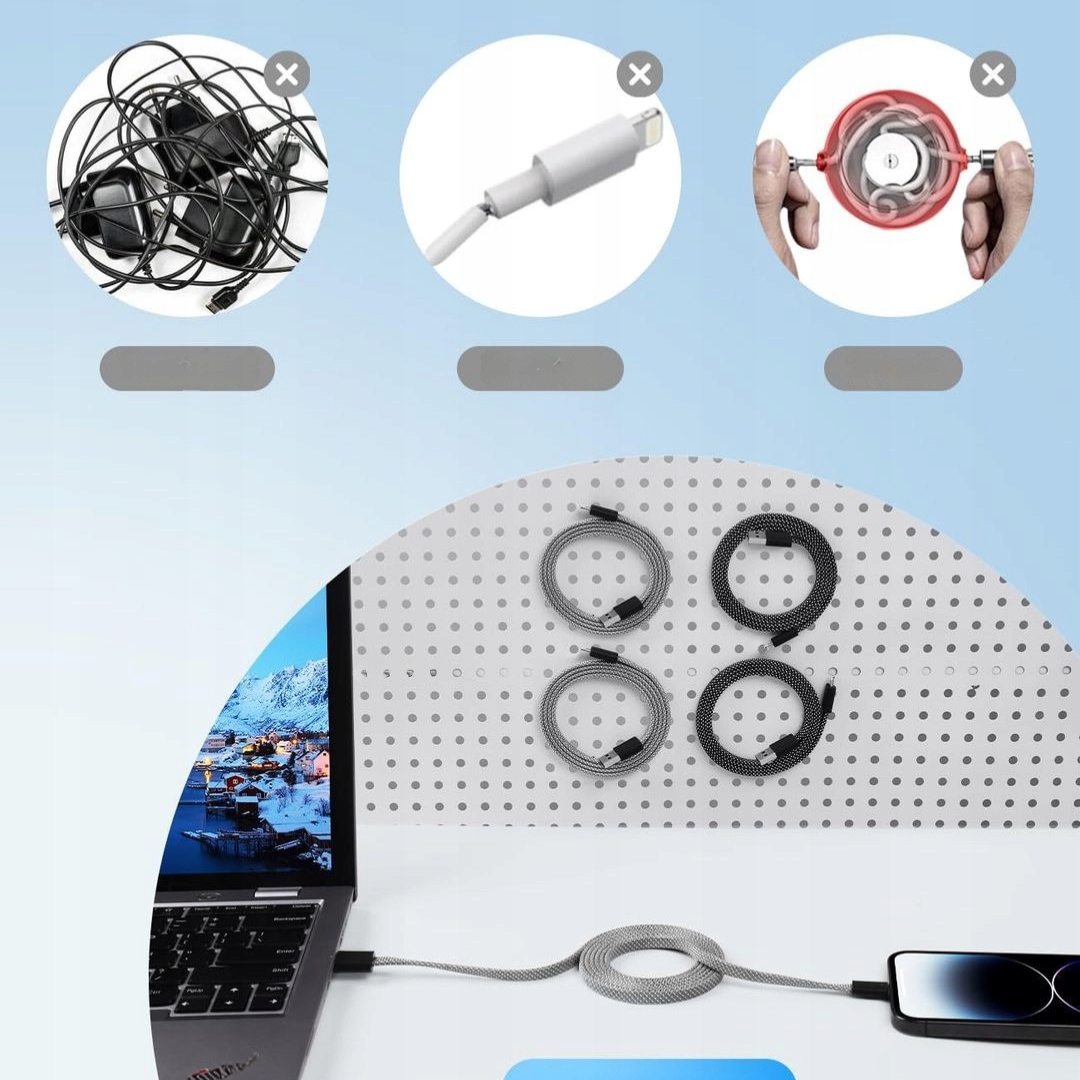 Magtame Magnetyczny kabel USB C do Lightning -1 m kabel iPhone USB C płaski - obrazek 3