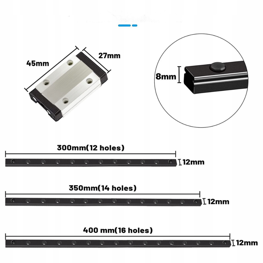 LINIOWA PROWADNICA PRZESUWNA 400mm UniTak3D MGN12 - obrazek 6
