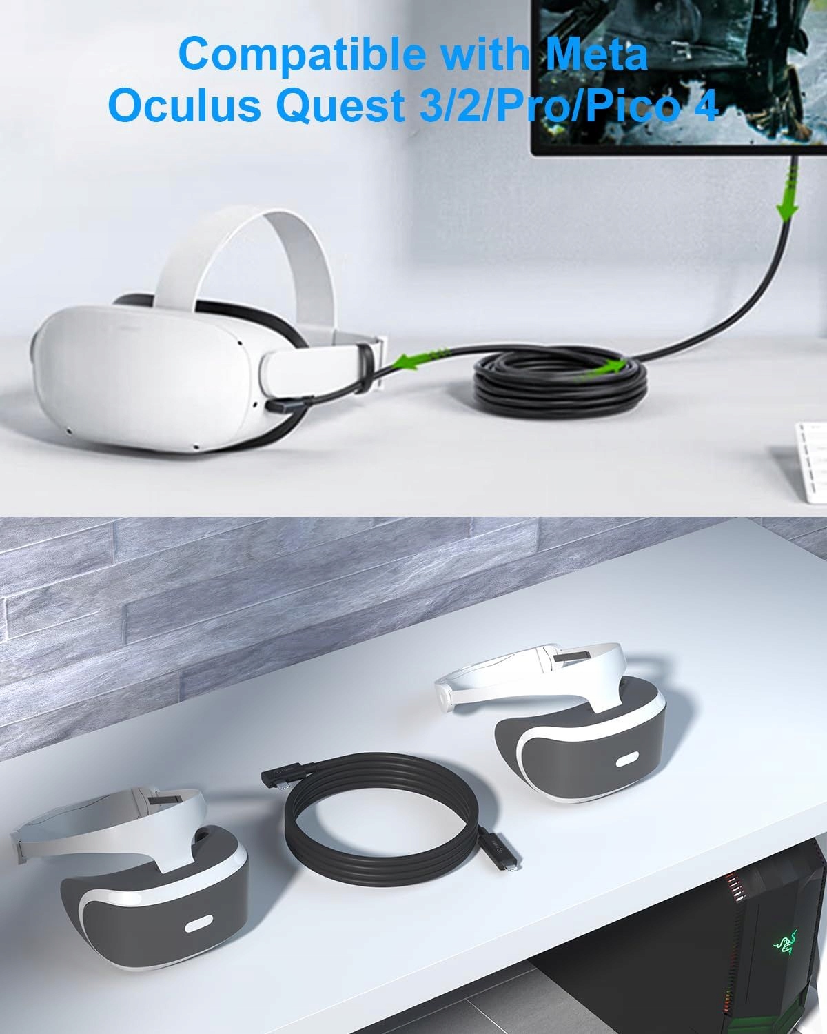 Kabel światłowodowy do VR USB 3.0 do Quest/Meta/Pico SteamVR AOC 5m - obrazek 4