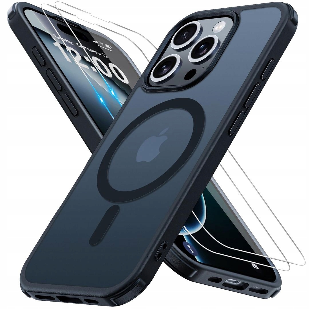 Etui do iPhone'a 16 Pro Max PLECKI MagSafe CZARNY MAT + 2X SZKŁO