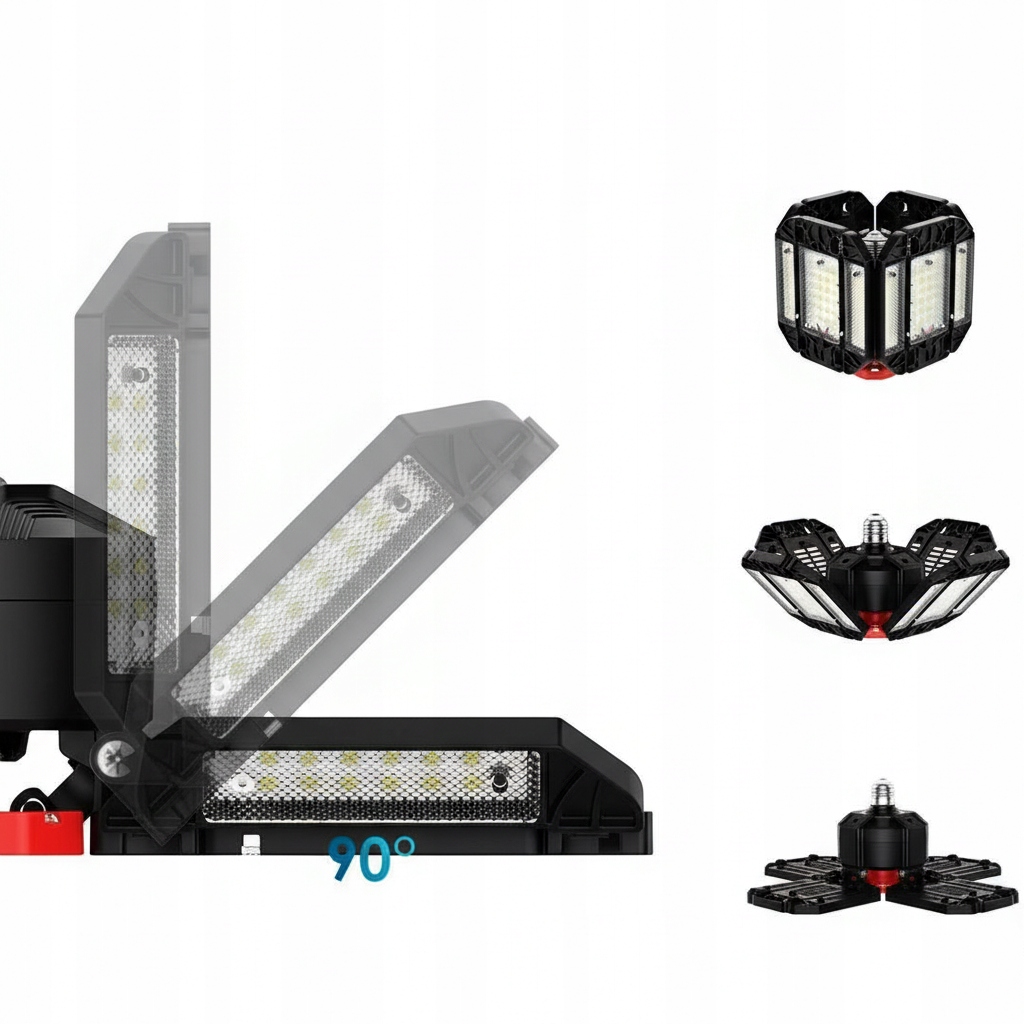 LAMPA GARAŻOWA Led 200W warsztatowa sufitowa, 12 regulowanych paneli - obrazek 4