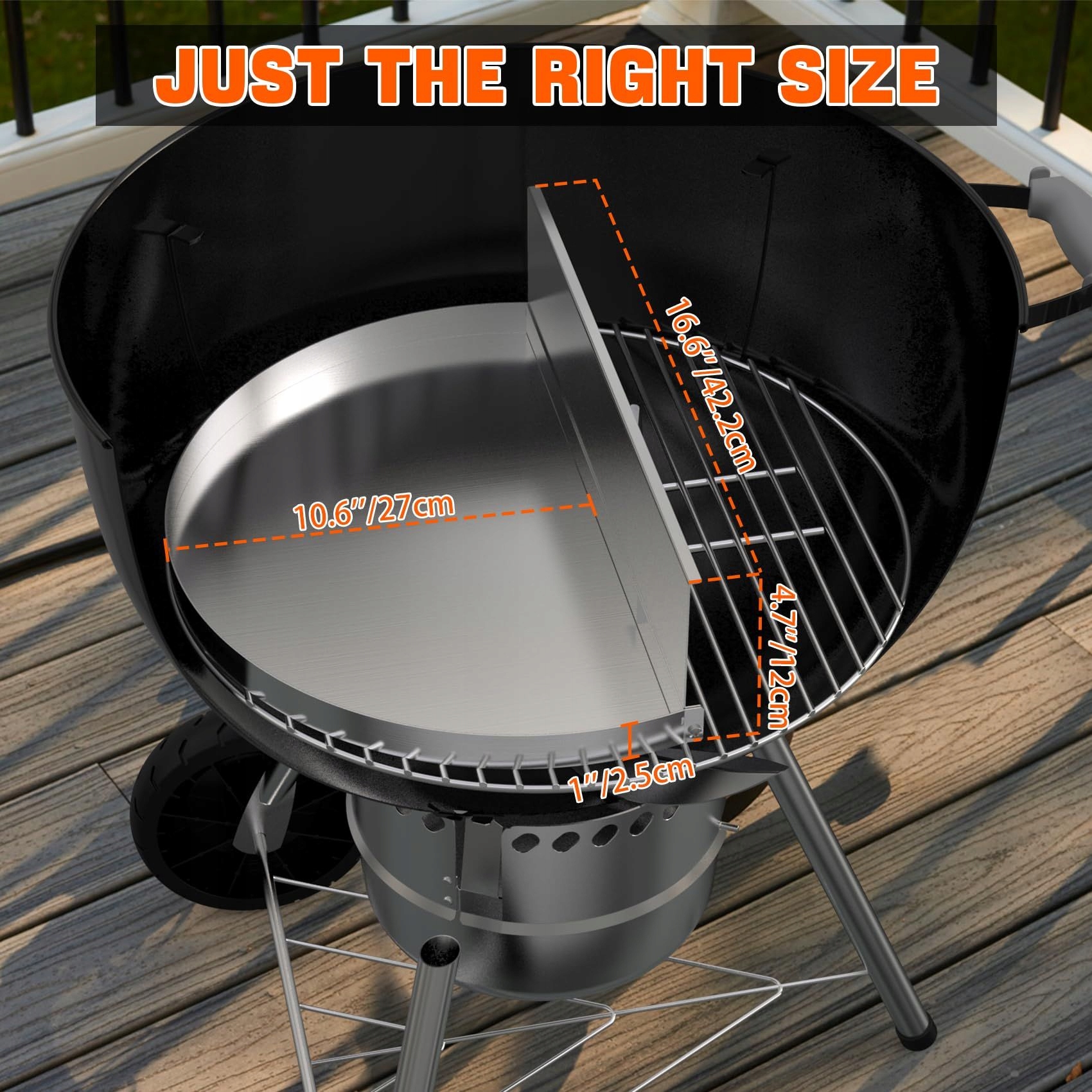 Półokrągła taca ociekowa, płyta grillowa Onlyfire 57cm - Stal nierdzewna - obrazek 2