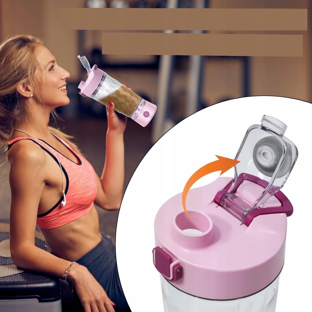 ELEKTRYCZNY SHAKER DO BIAŁKA 650 ML MIKSER USB C Różowy - obrazek 11