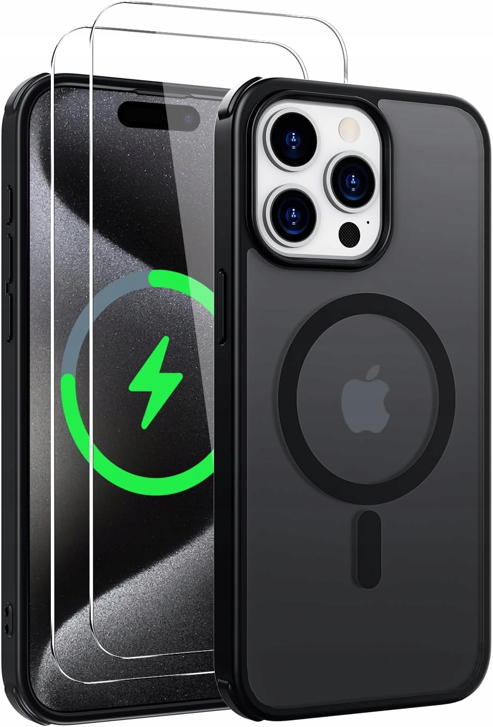 Etui do iPhone'a 16 Pro Max PLECKI MagSafe CZARNY MAT + 2X SZKŁO - obrazek 6