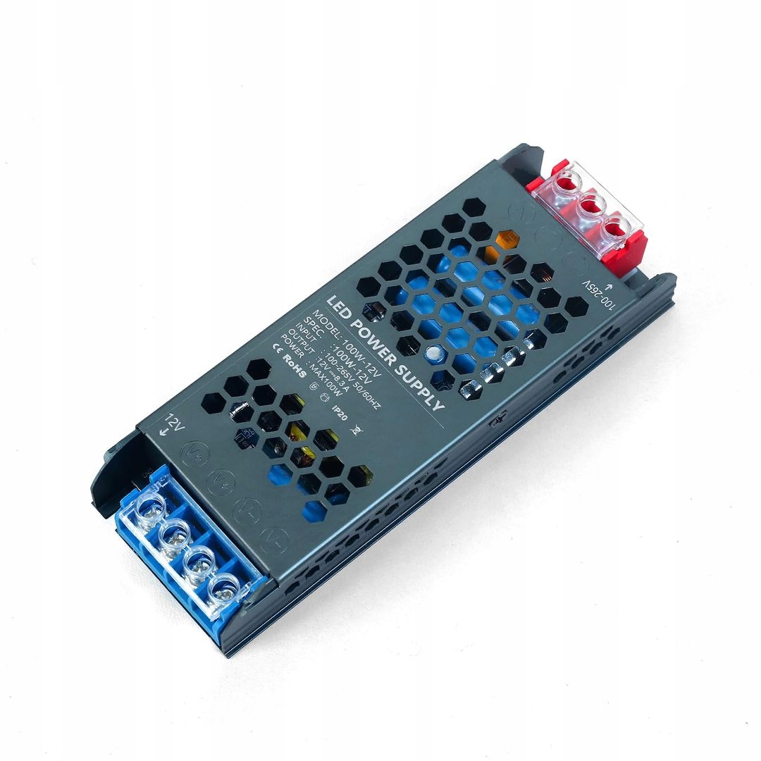 KSIBNW 12V 100W LED zasilacz transformator – Ekstra cienki 8.3A