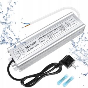 Zasilacz IP67 24 V 2,5 A 60 W sterownik LED Wodoodporny zewnętrzny