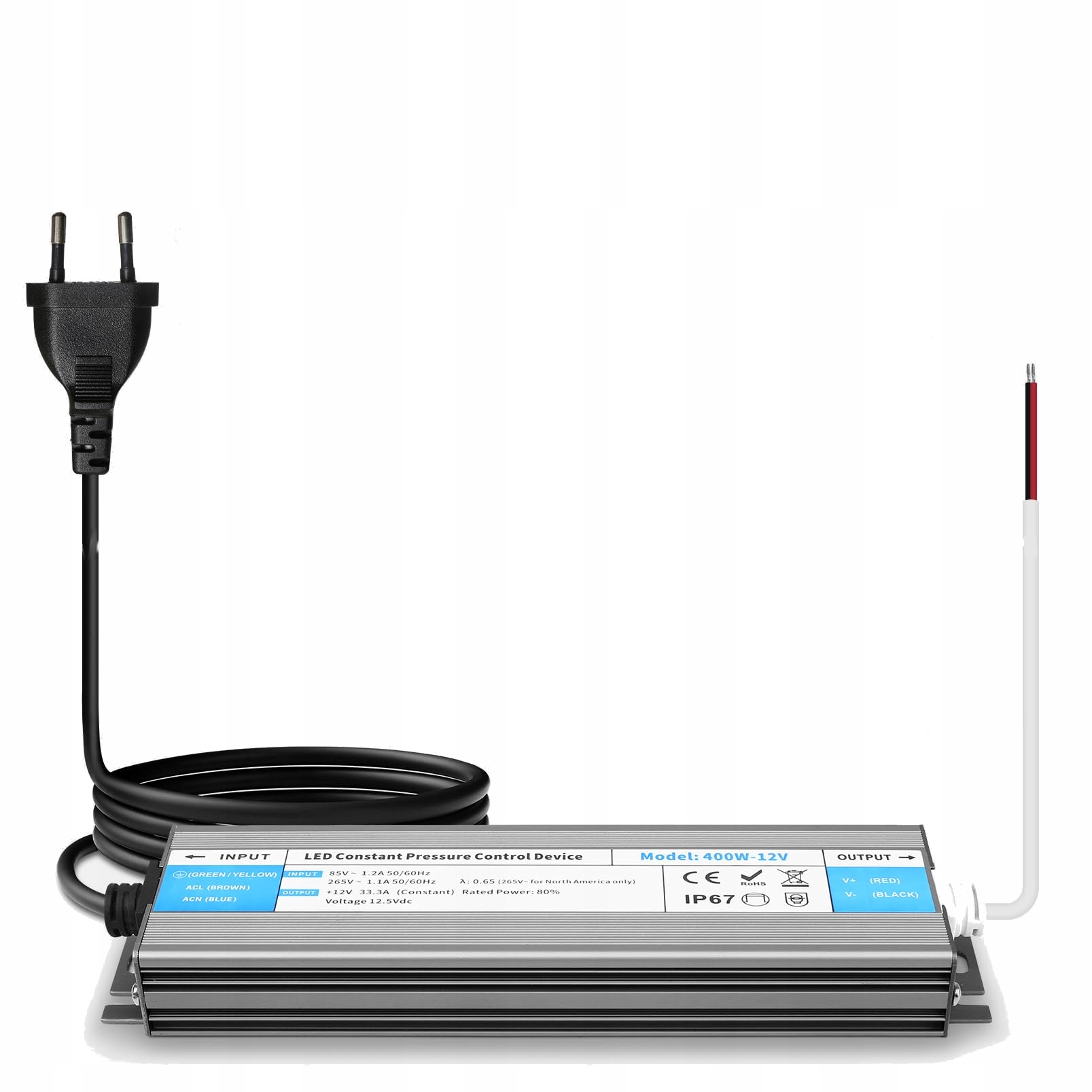 Transformator LED 12 V 400 W zasilacz sterownik 33, 3 A wodoopdporny IP67