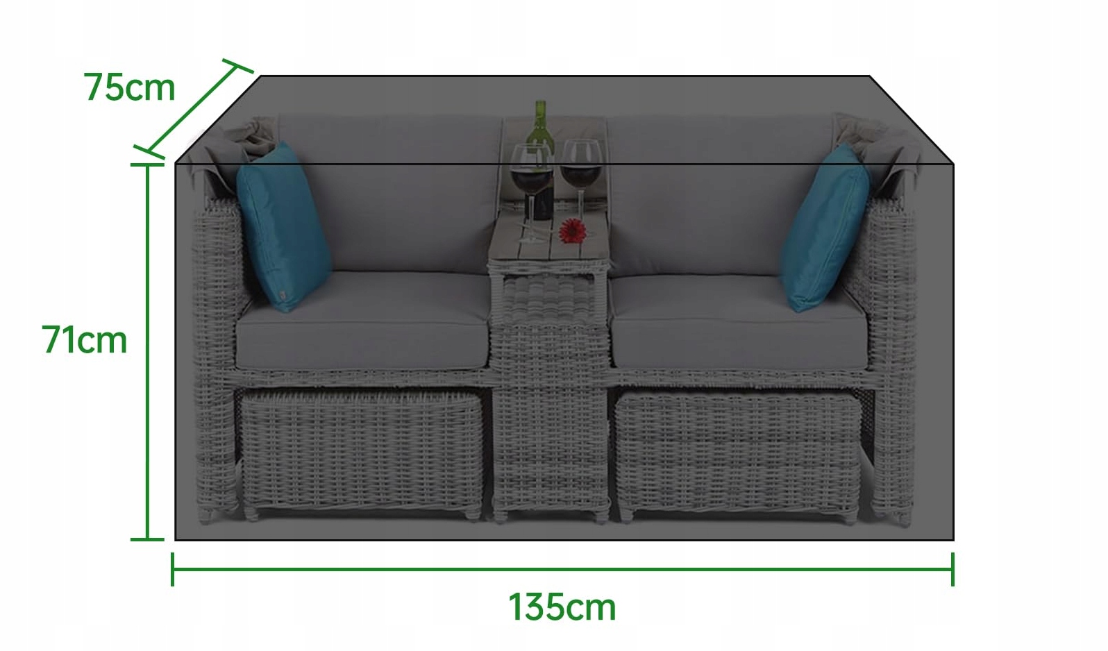 Pokrowiec na meble ogrodowe MUPAS Wodoodporny 135x75x74 cm - obrazek 5