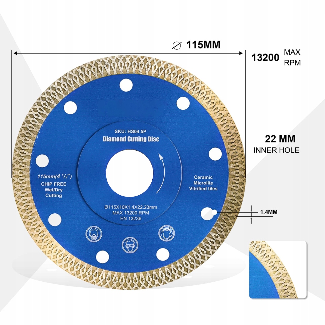 TARCZA DIAMENTOWA HERZO 115 mm tnąca extra cienka do płytek, kamienia - obrazek 3