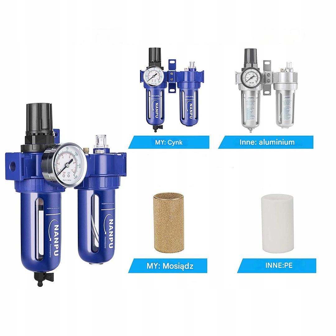 Regulator i smarownica filtra sprężonego powietrza NANPU OFC300 3/8″ - obrazek 4