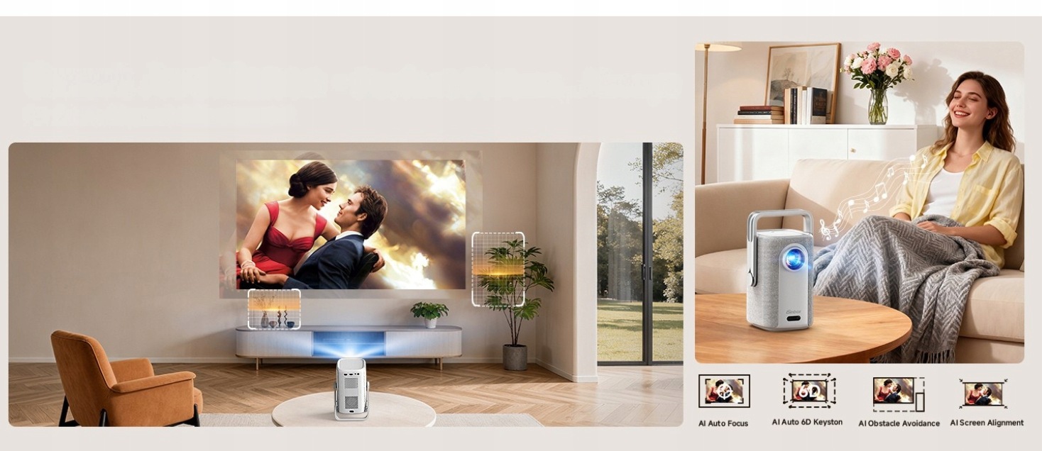 Projektor 4K WiFi Bluetooth autofokus- Netflix YouTube PrimeVideo & Dolby - obrazek 15