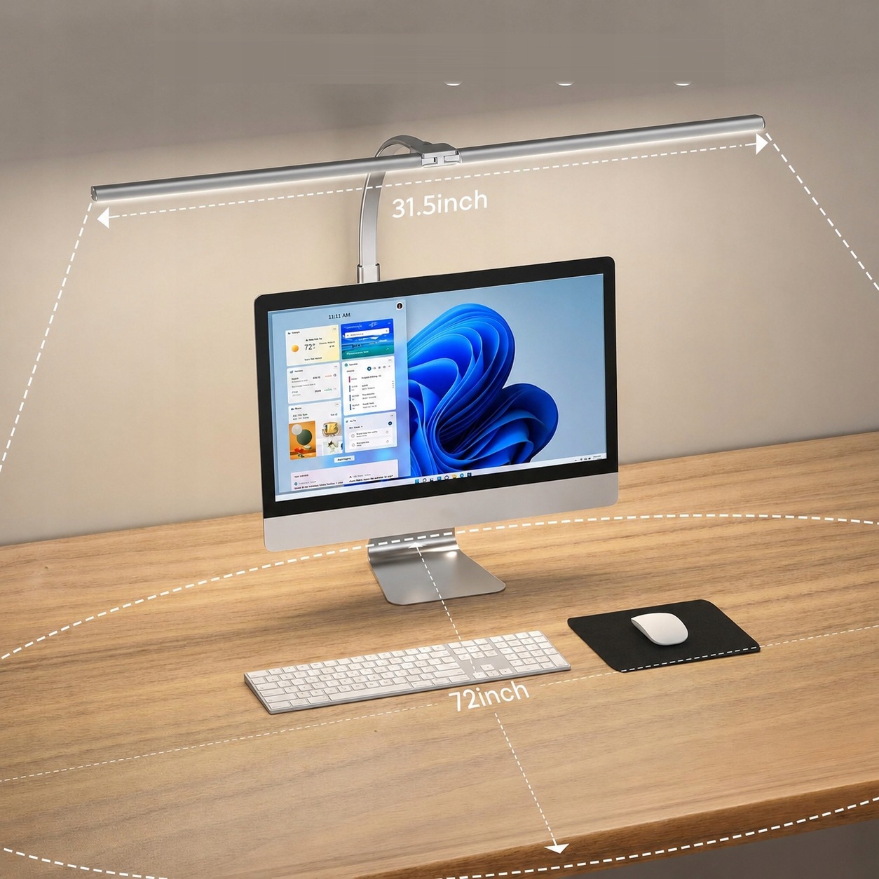 Lampa biurkowa LED przyciemniana zaciskowa do monitora z pilotem. Srebrna - obrazek 7