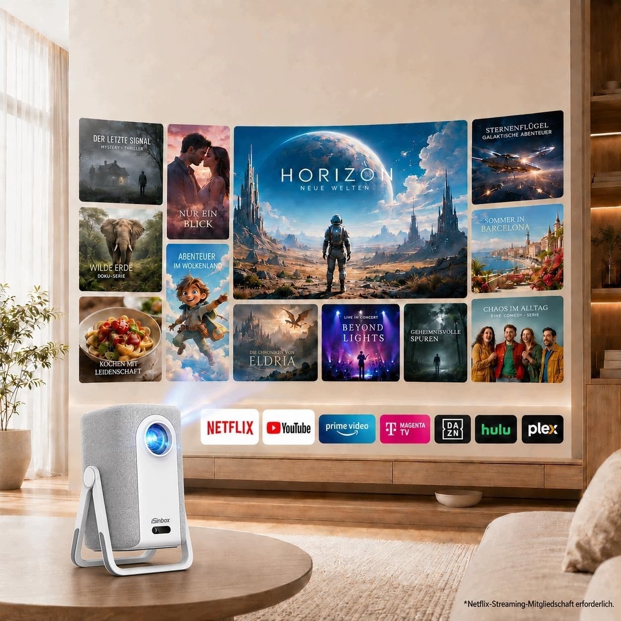 Projektor 4K WiFi Bluetooth autofokus- Netflix YouTube PrimeVideo & Dolby - obrazek 14