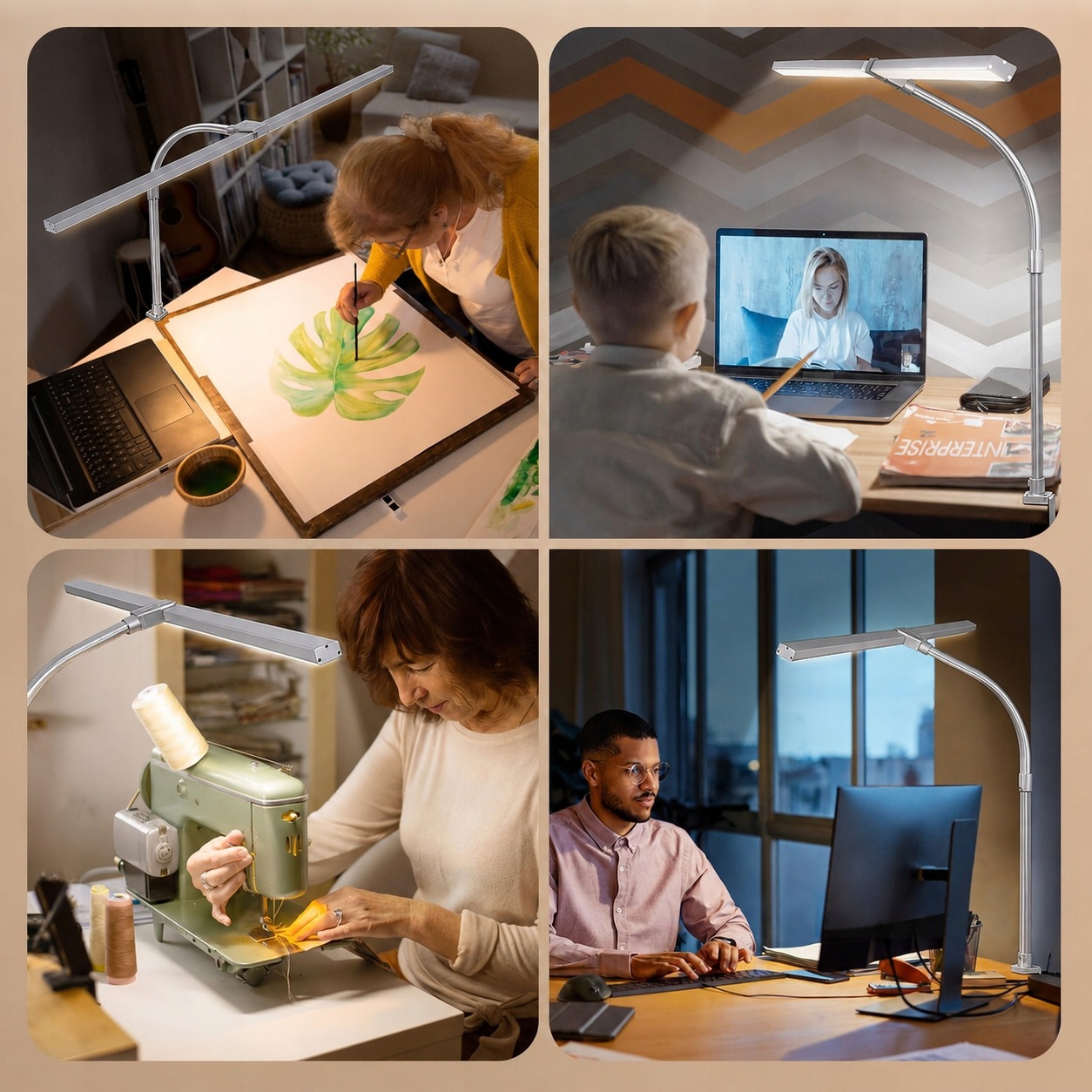 Lampa biurkowa LED przyciemniana zaciskowa do monitora z pilotem. Srebrna - obrazek 3
