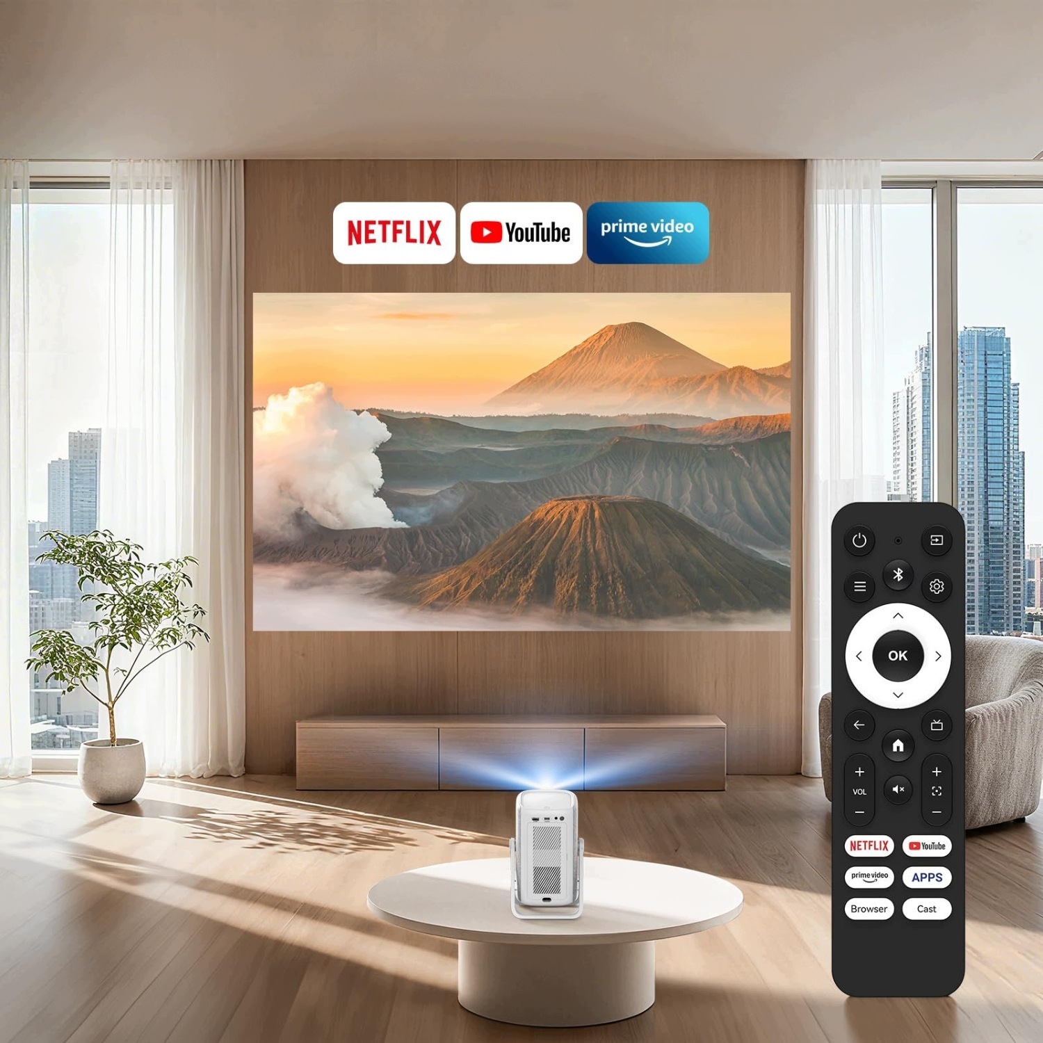 Projektor 4K WiFi Bluetooth autofokus- Netflix YouTube PrimeVideo & Dolby - obrazek 9
